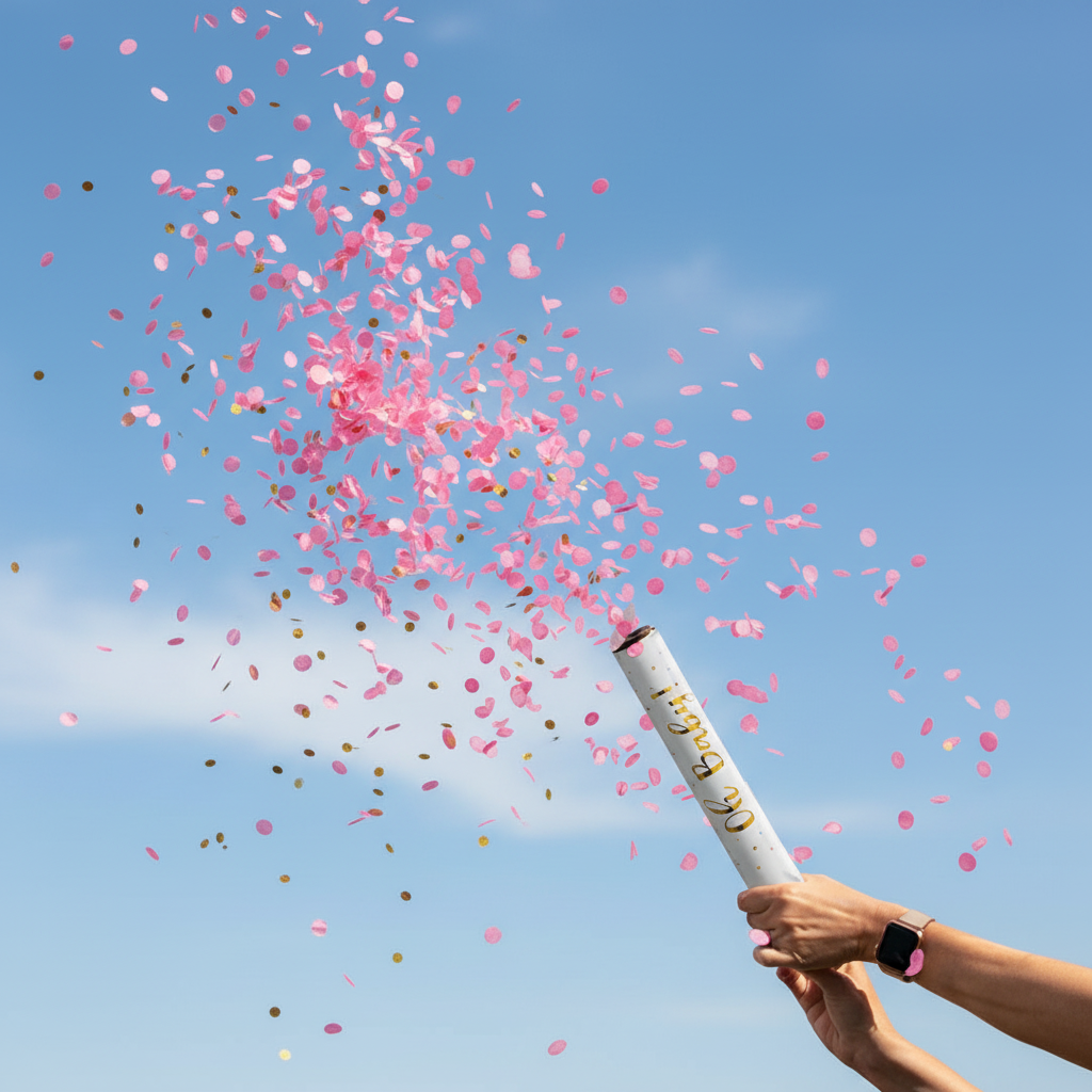 Pink confetti cannon outdoor 3