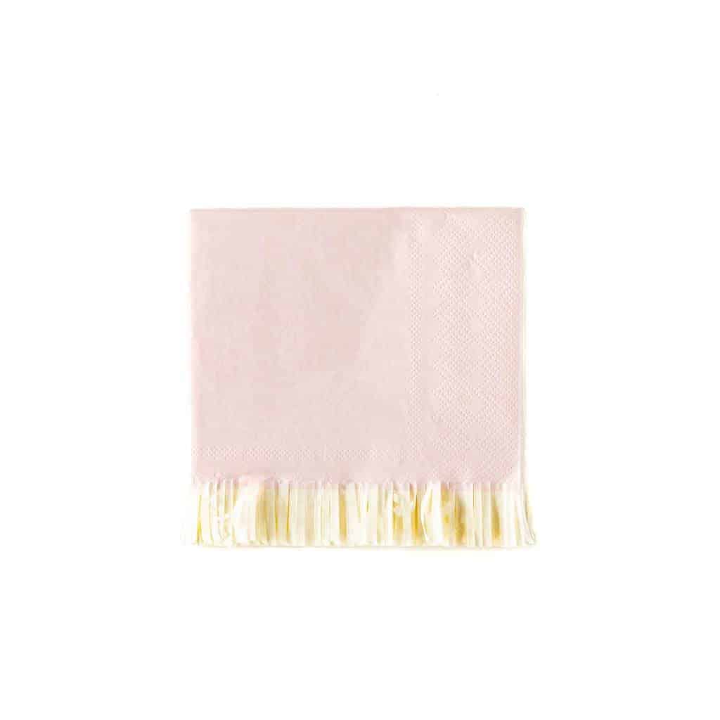 Pink fringed napkins for a baby girl shower, princess party, bridal shower or birthday party