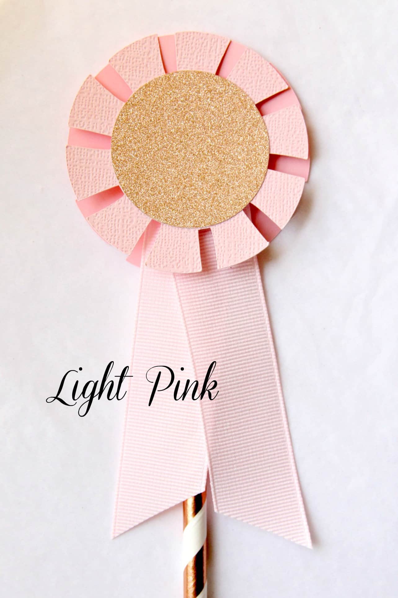 Light Pink Pony Party Cake Topper Horse Show Ribbon Topper