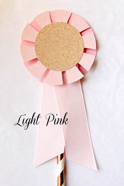 Light Pink Pony Party Cake Topper Horse Show Ribbon Topper