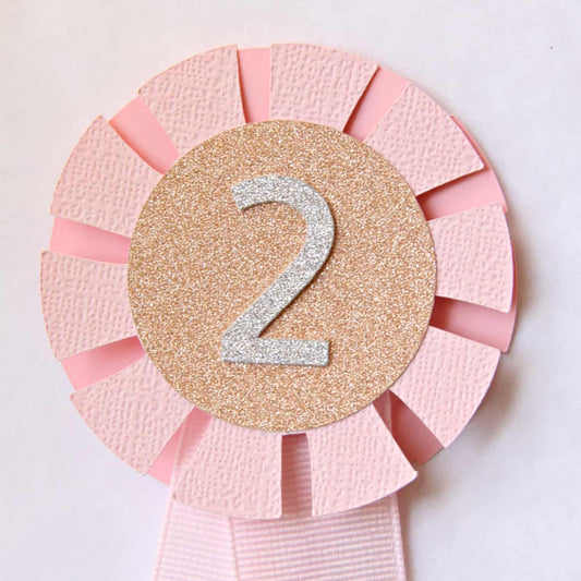 Pink Pony Cake Topper with a sparkly number 2 in silver on rose gold