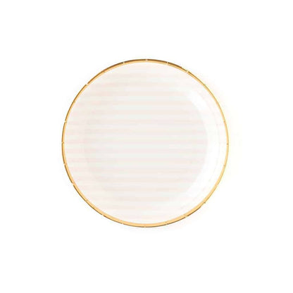 Pink Striped Dessert Plates with Gold Edge