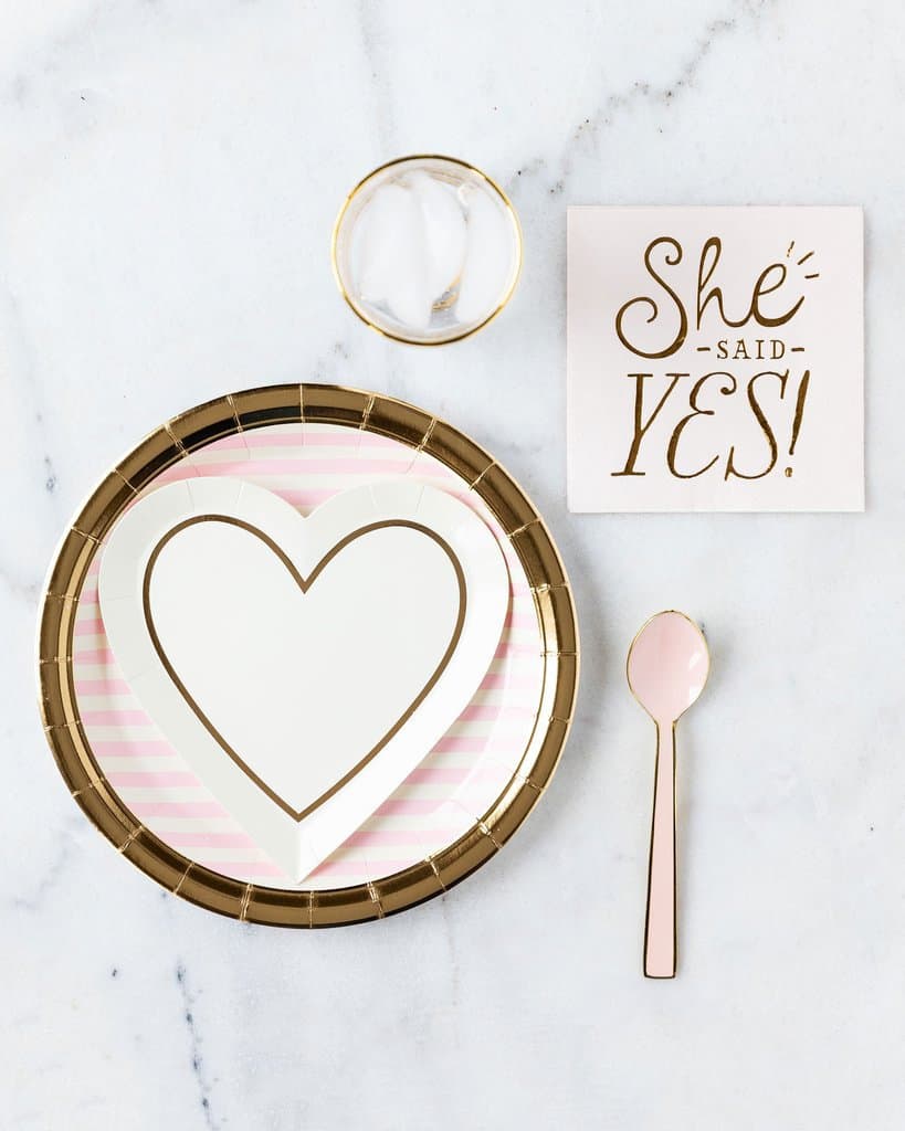 Pink Striped Dessert Plates with Gold Edge