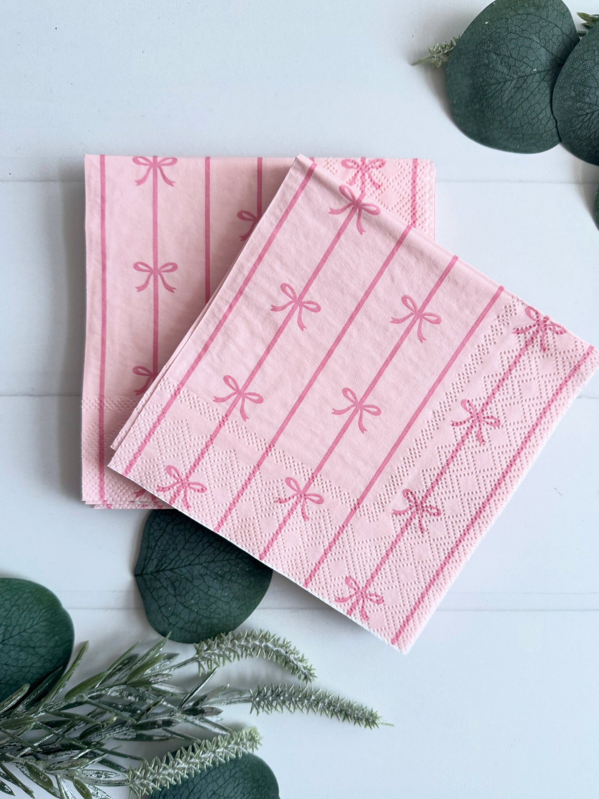 pink bow cocktail napkins