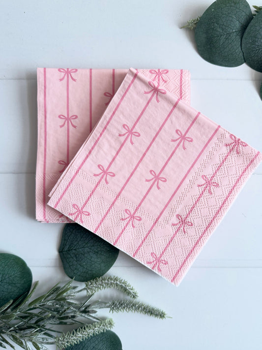 pink bow cocktail napkins