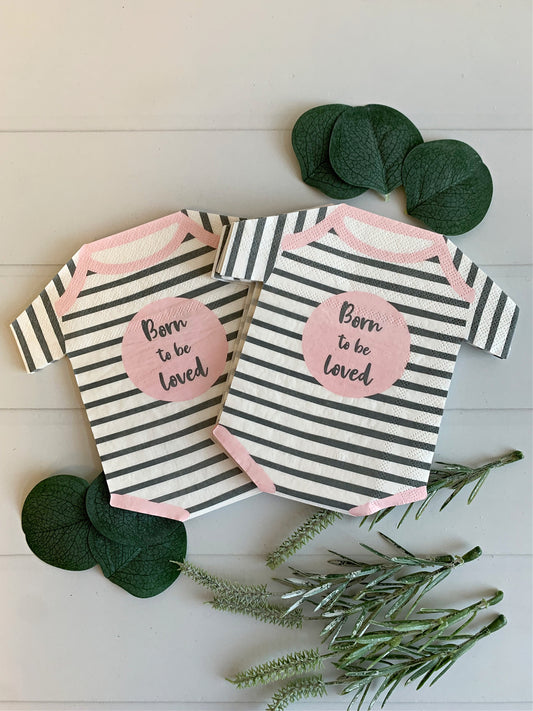 Onesie Baby Shower Napkins - Pink & Black (Set of 16)