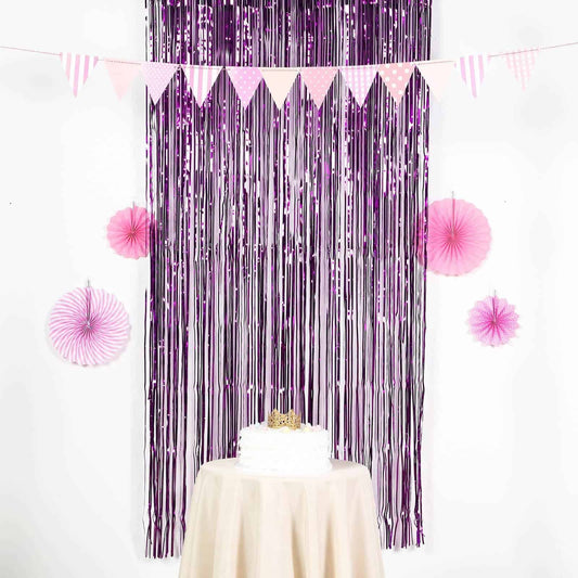 Purple Fringe Backdrop Curtain