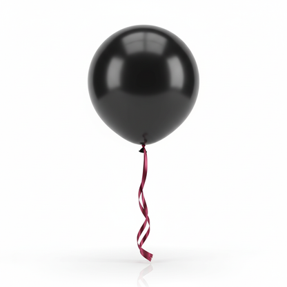 Realistic Black Balloon with Ribbon Tail