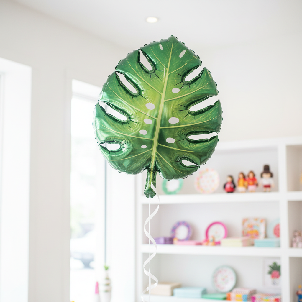 Realistic Monstera Leaf Mylar Balloon in Bright Shop