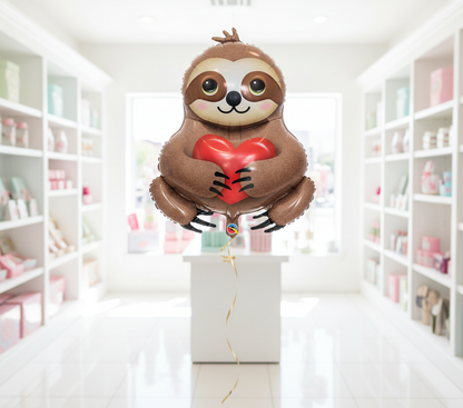 Realistic Shiny Mylar Sloth Balloon in Bright Shop