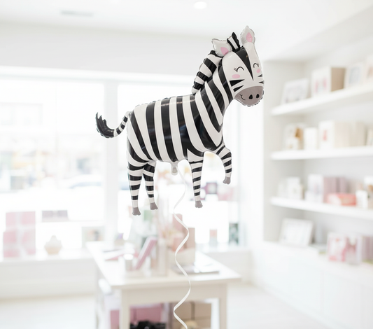Realistic Shiny Zebra Balloon in Bright Party Shop