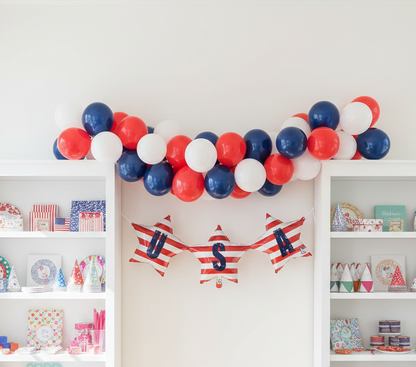 Realistic USA Star Banner with Natural Balloon Arch - Imperfect