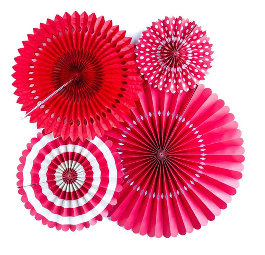 Red and White Party Paper Fans