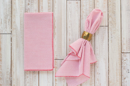 Seersucker Everyday Napkins 18 Inch Set of 4 - Colorful Reusable Cloth Napkins No Ironing Needed