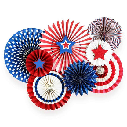 Red White and Blue Paper Fans- Super Hero Party