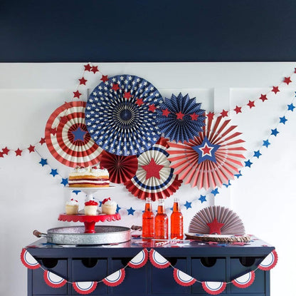 Red White and Blue Paper Fans- Super Hero Party