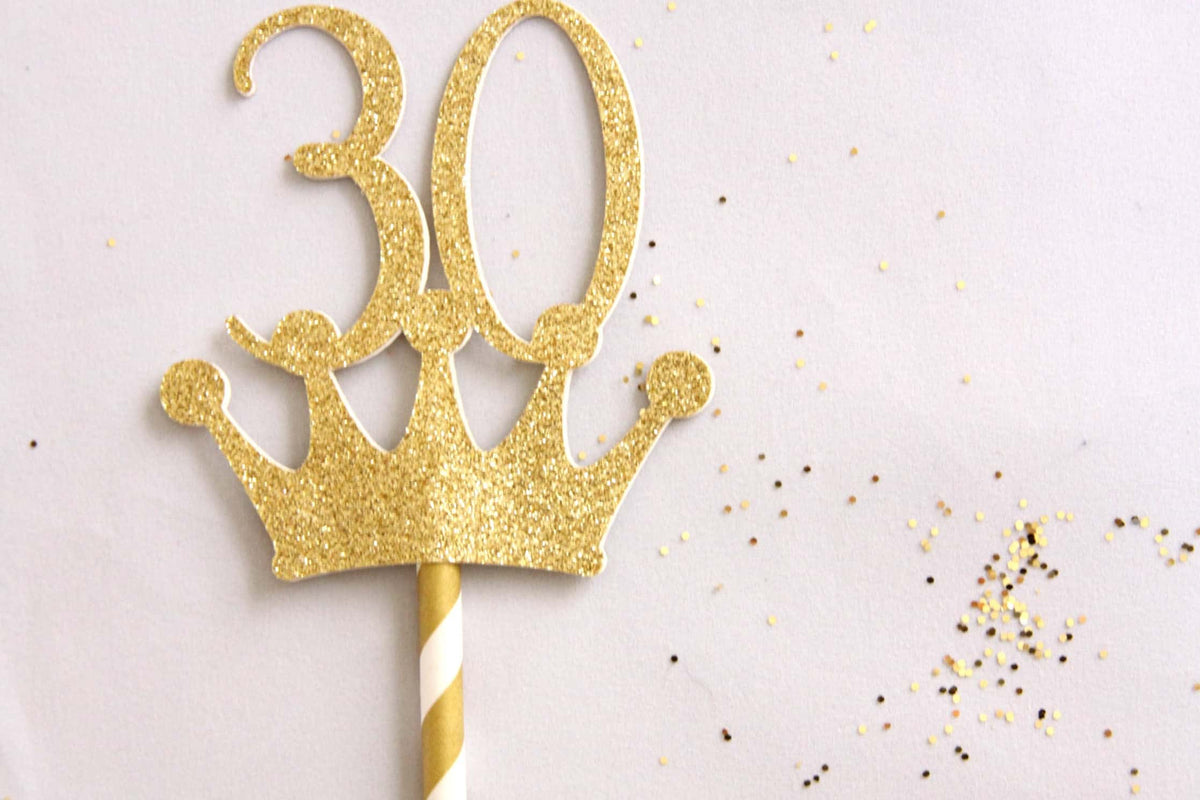 30th Birthday Crown Cake Topper | Gold or Rose Gold | EnFete Party