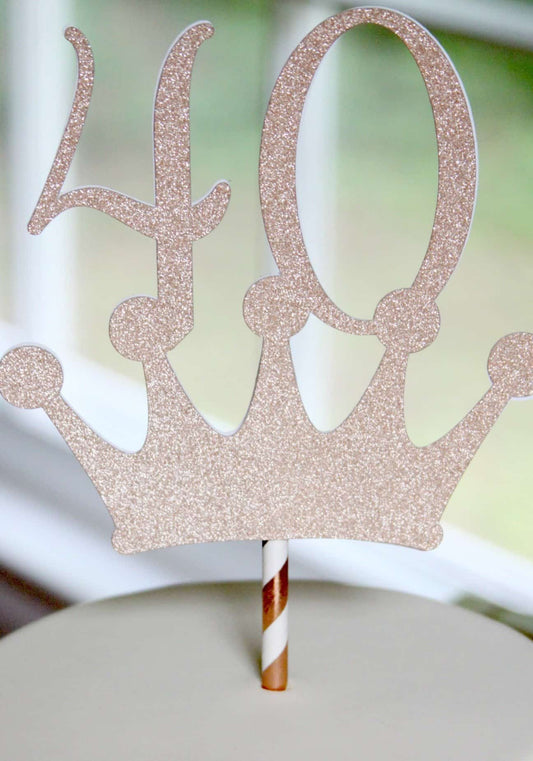 Rose Gold 40th Birthday Cake Topper