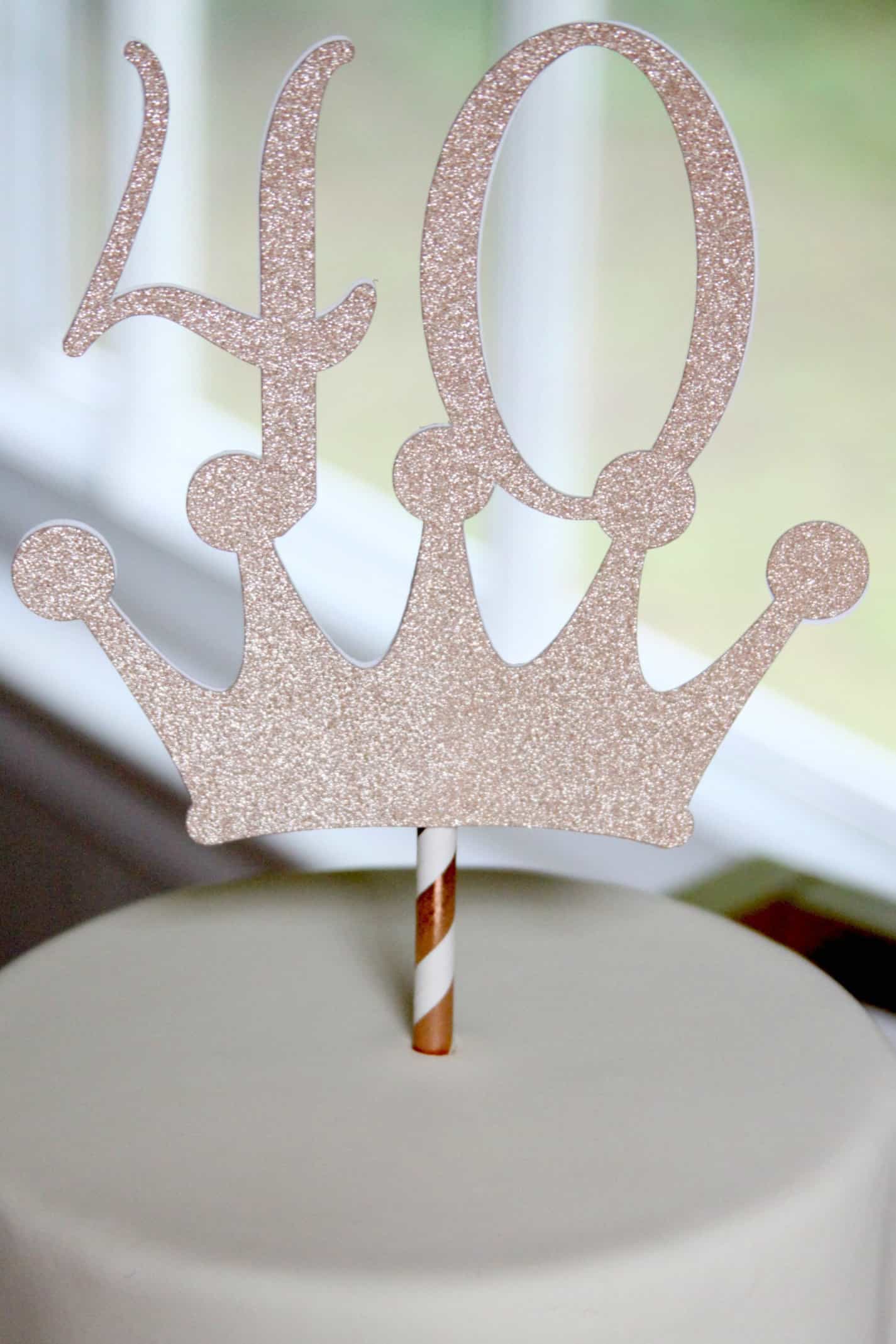 Rose Gold 40th Birthday Cake Topper