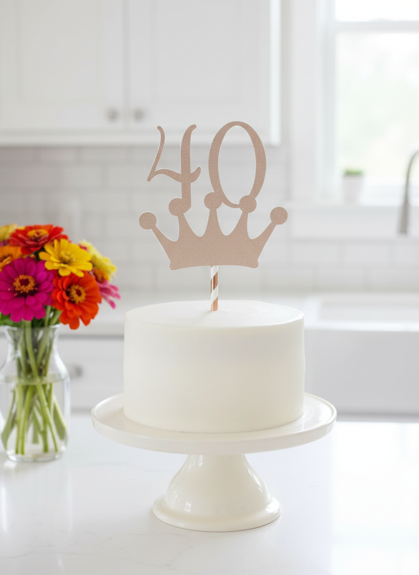 Rose Gold 40th Birthday Cake Topper lifestyle image