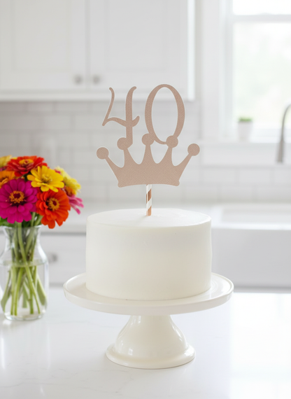 Rose Gold 40th Birthday Cake Topper lifestyle image