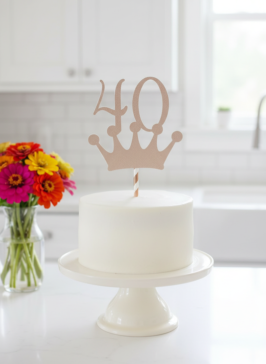 Rose Gold 40th Birthday Cake Topper lifestyle image