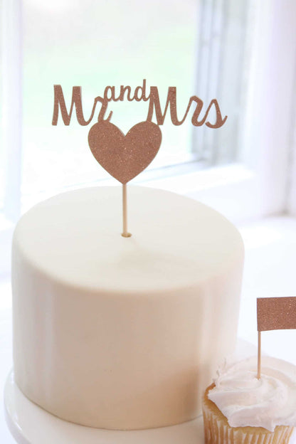 Rose Gold Bridal Shower Cupcake Toppers