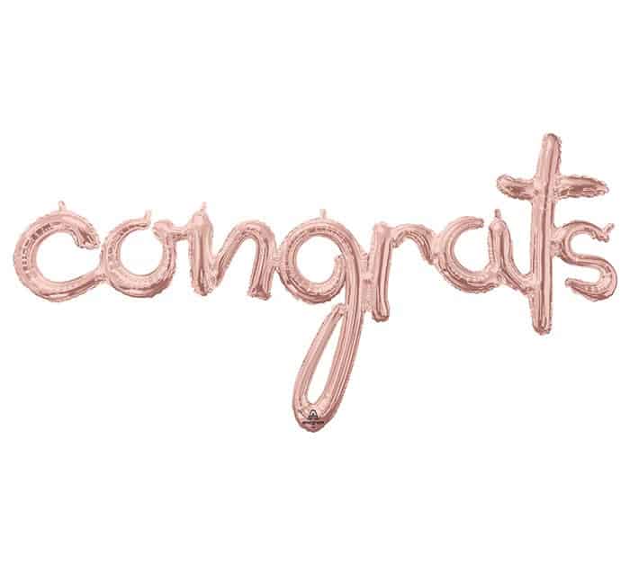 Rose gold congrats balloon for a retirement engagement and other celebration