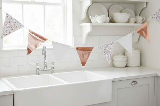 Rose Gold Floral Bunting Kitchen Sink