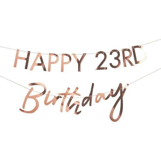 Rose Gold Happy Birthday Banner - Customizable