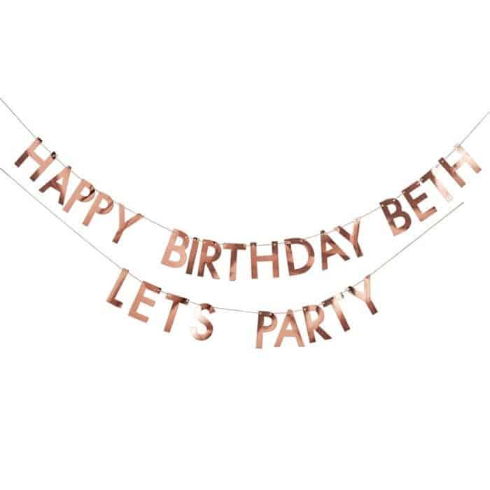 Rose Gold Customizable Happy Birthday Banner
