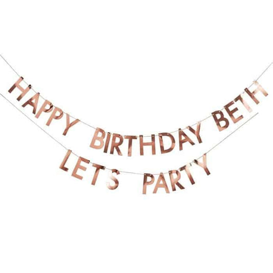 Rose Gold Customizable Happy Birthday Banner