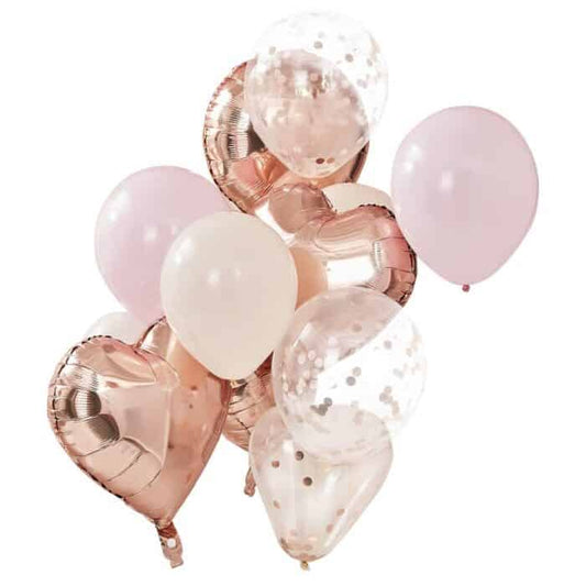 Rose gold and pink heart balloon bouquet