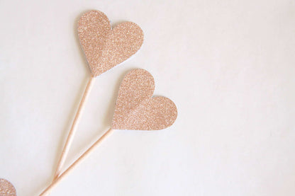 Rose Gold Heart Toppers