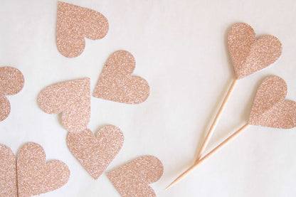 Rose Gold Heart Toppers