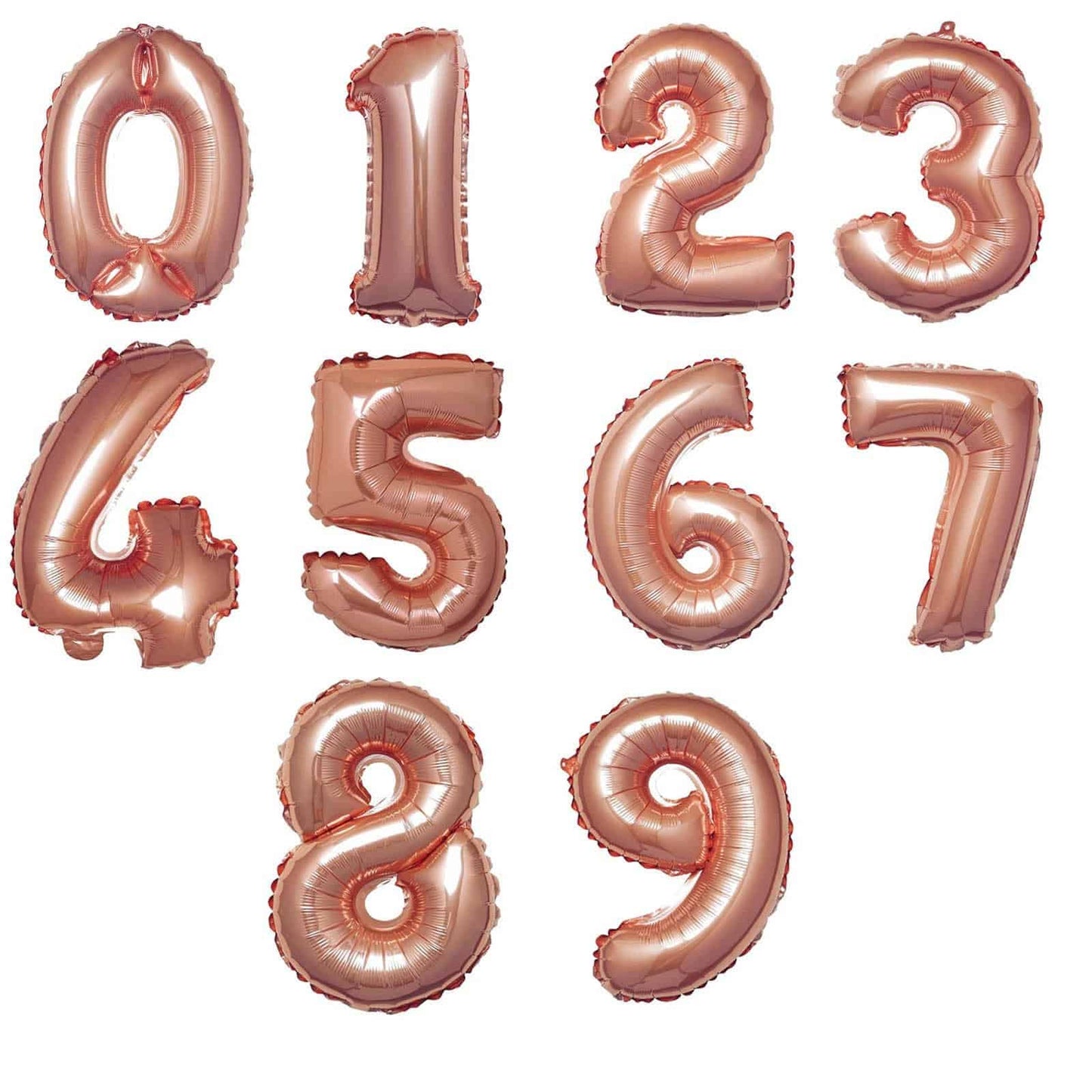 Rose Gold Number Balloons - 16 Inch Balloons