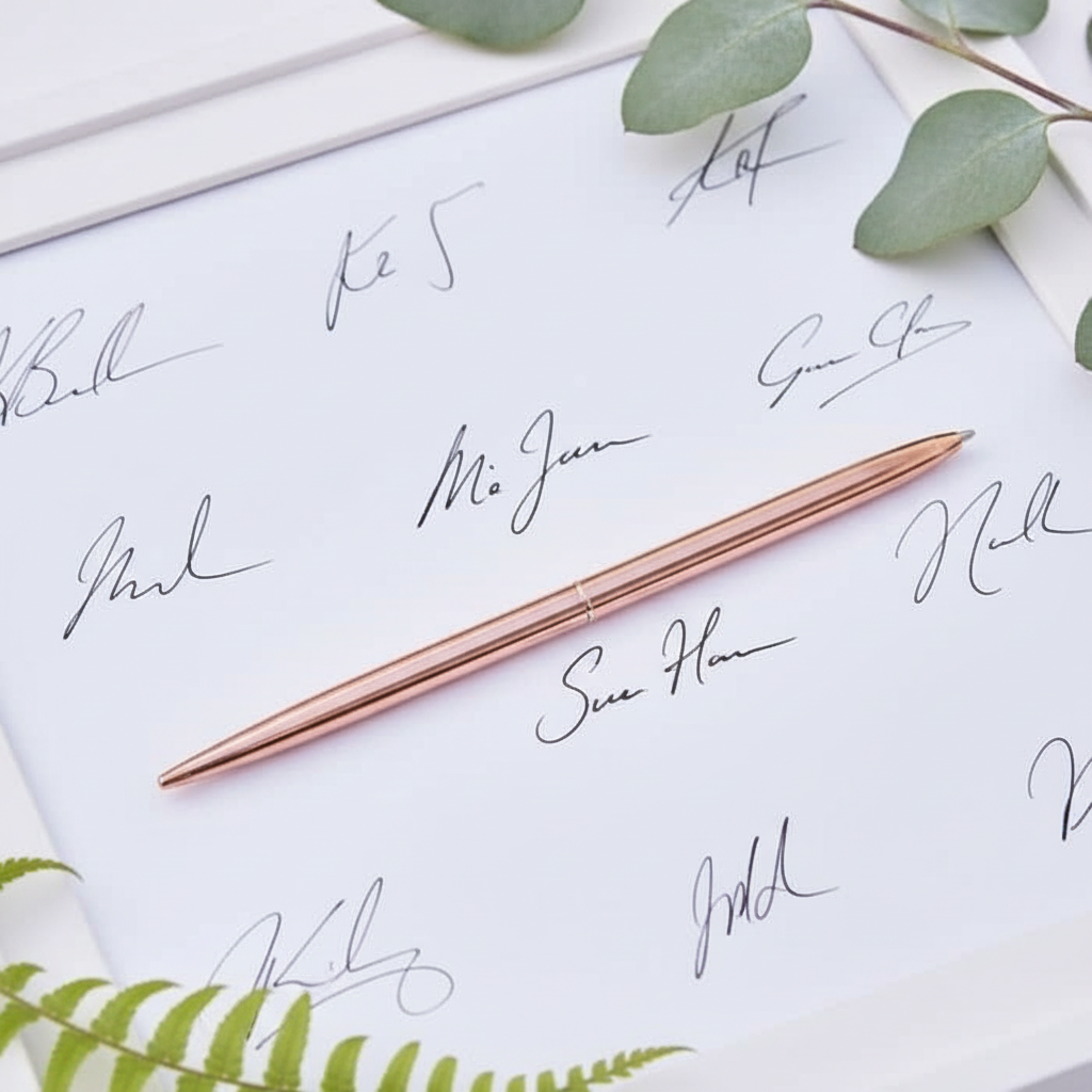 Rose Gold Pen on Signable Frame