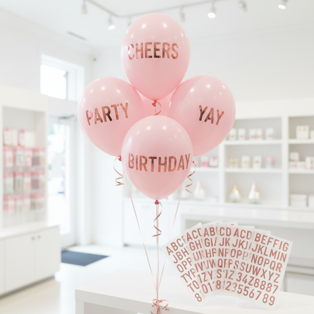 Rose Gold Personalized Balloons in Bright Shop