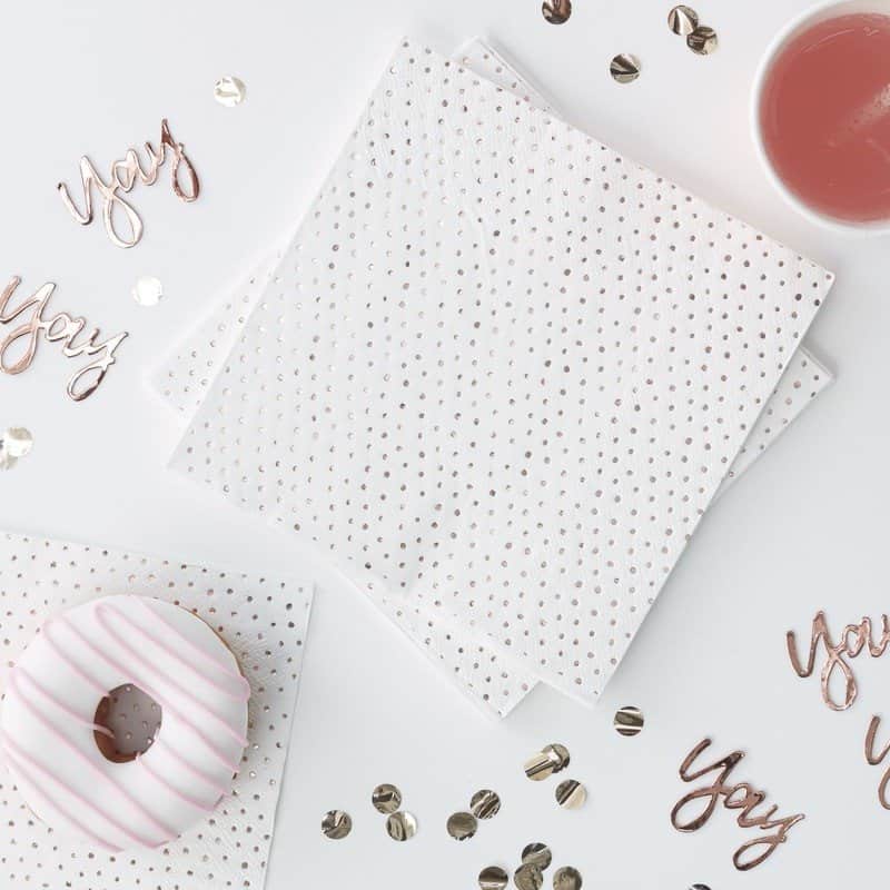 Rose gold polka dot napkins
