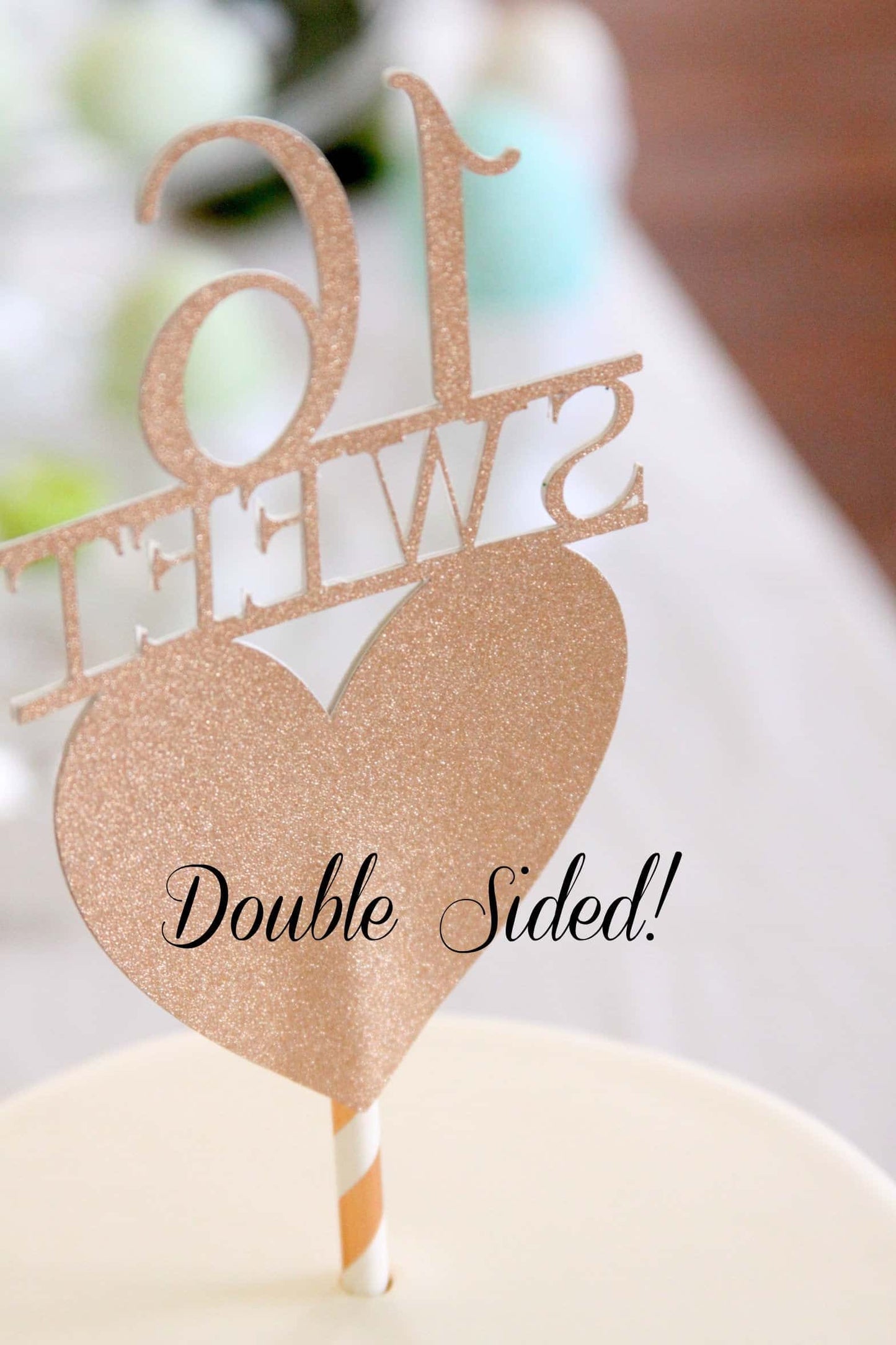 Rose Gold Sweet 16 Cake Topper