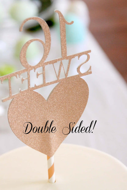 Rose Gold Sweet 16 Cake Topper