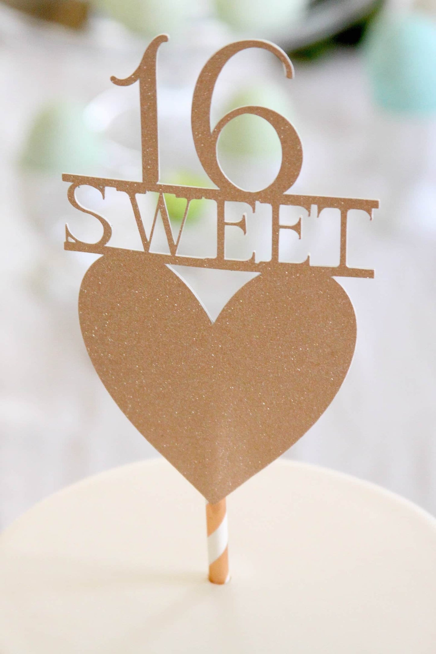 Rose Gold Sweet 16 Cake Topper