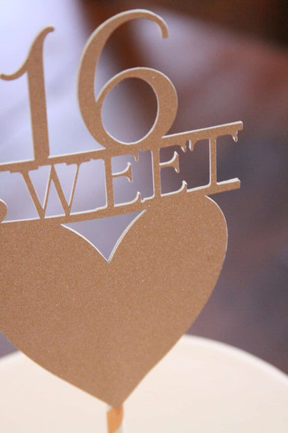 Rose Gold Sweet 16 Cake Topper