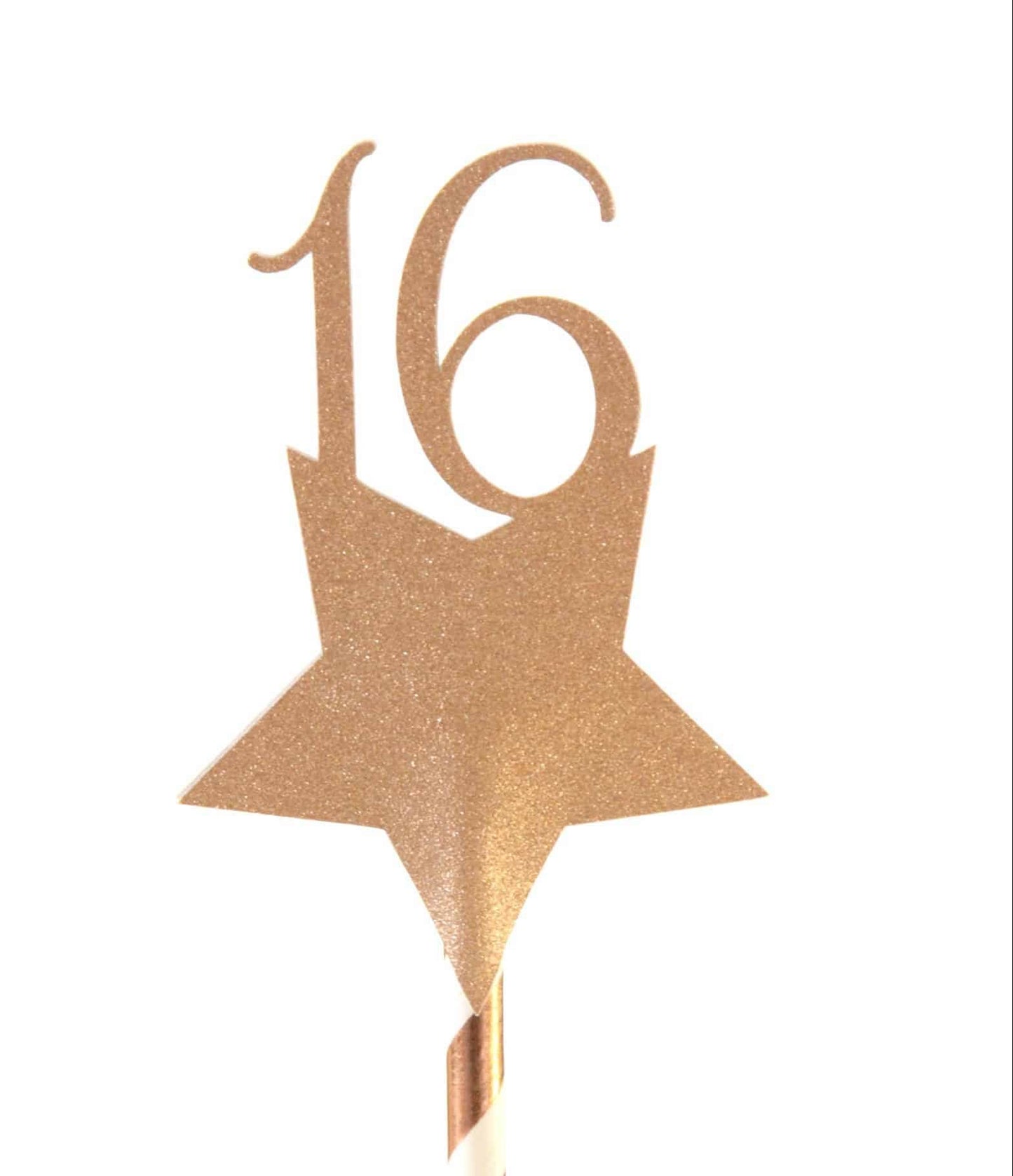 Rose Gold Star Sweet 16 cake topper