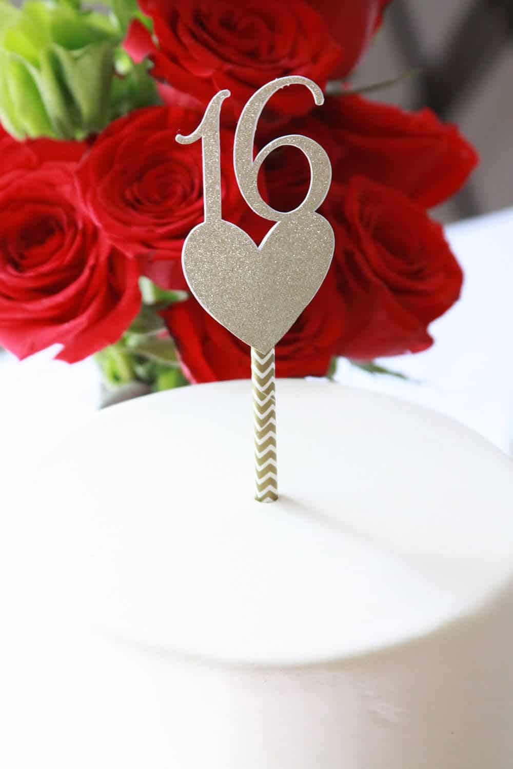 Rose Gold Sweet 16 Cake Topper