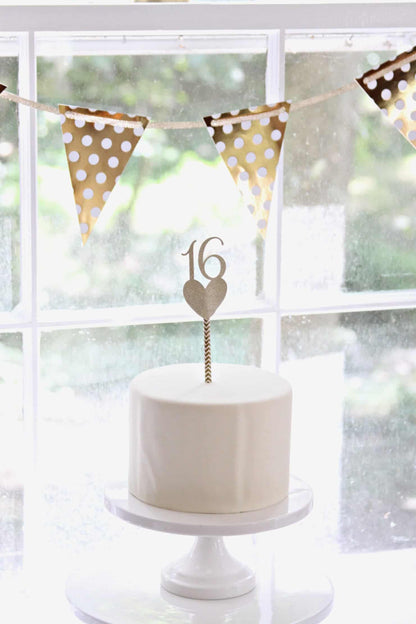Rose Gold Sweet 16 Cake Topper