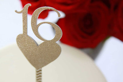 Rose Gold Sweet 16 Cake Topper