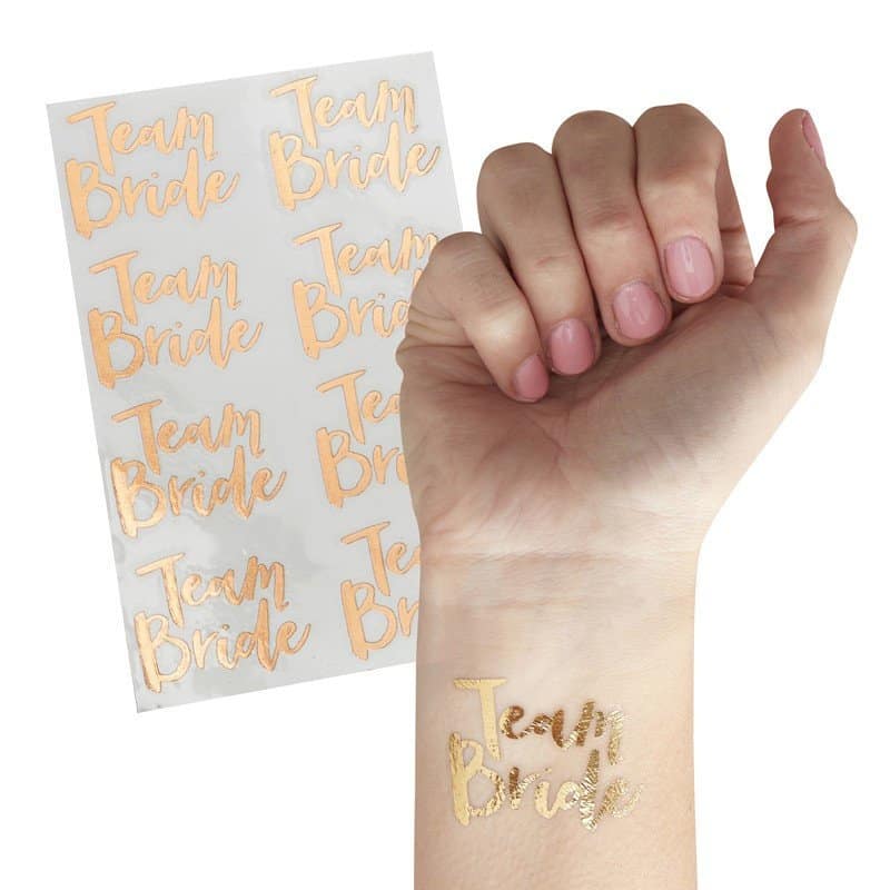 Rose Gold Team Bride Temporary Tattoos - Jr. Bridesmaid Gift | EnFete ...