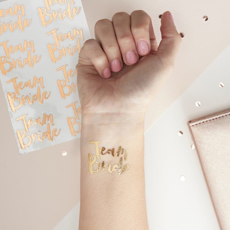 Team Bride Temporary Tattoos in Rose Gold
