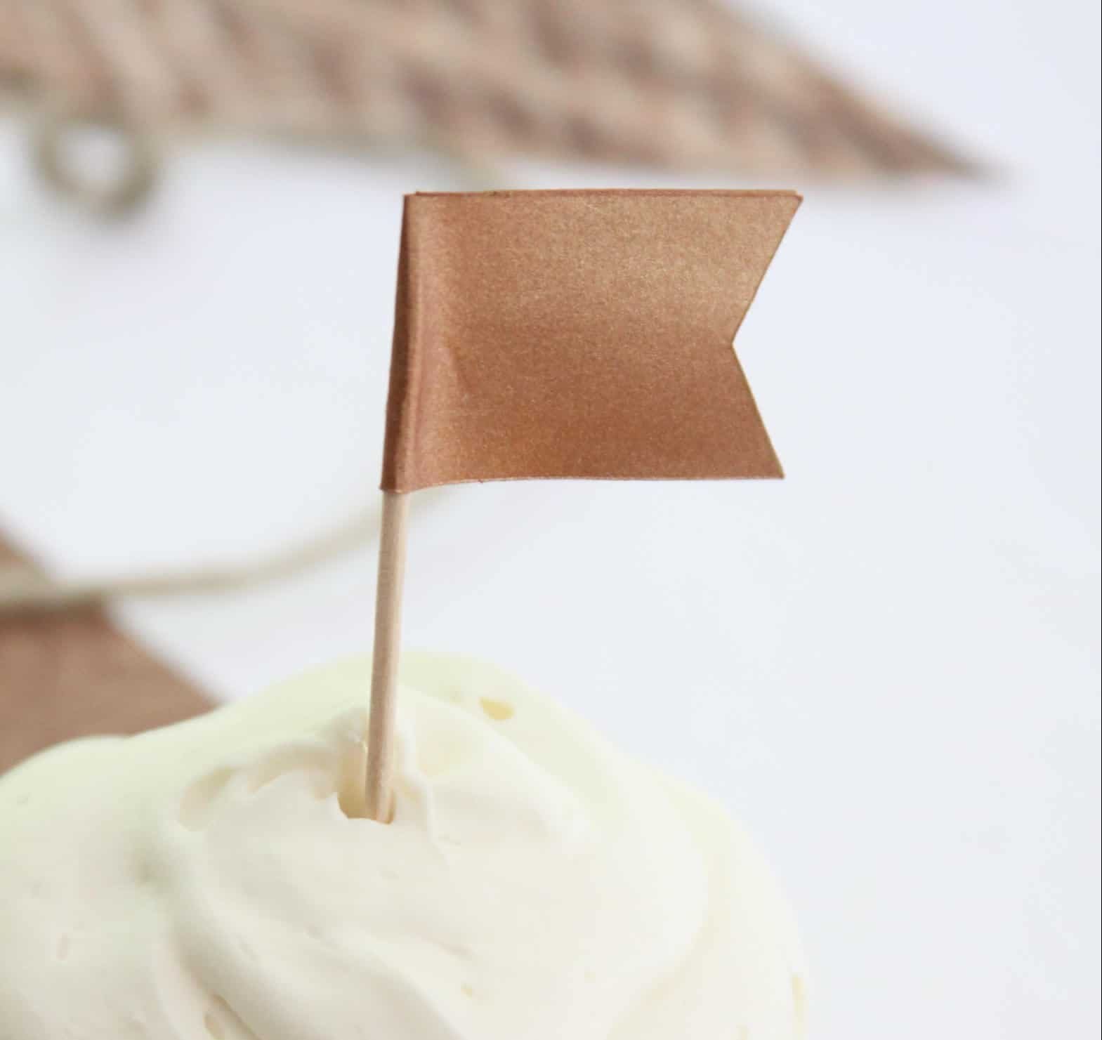 Rustic Copper Cupcake Toppers - flag shape perfect for weddings and engagement parties